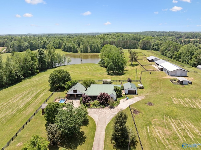 7734 Upper Snake Rd, Athens, AL 35614 - birds eye view of property featuring a view of trees, a water view, and a rural view