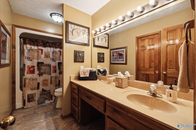 7734 Upper Snake Rd, Athens, AL 35614 - bathroom featuring vanity, a shower with curtain, and toilet