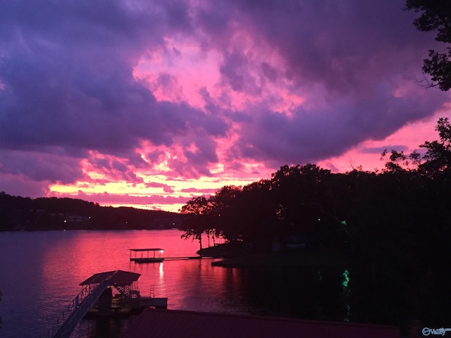 water view with a boat dock