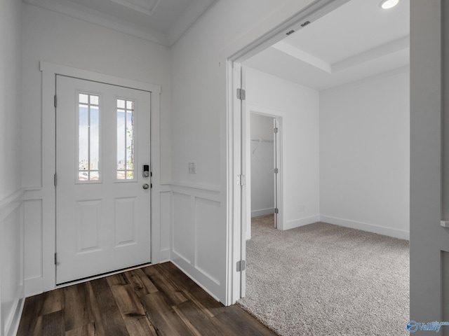 foyer featuring dark wood-type flooring