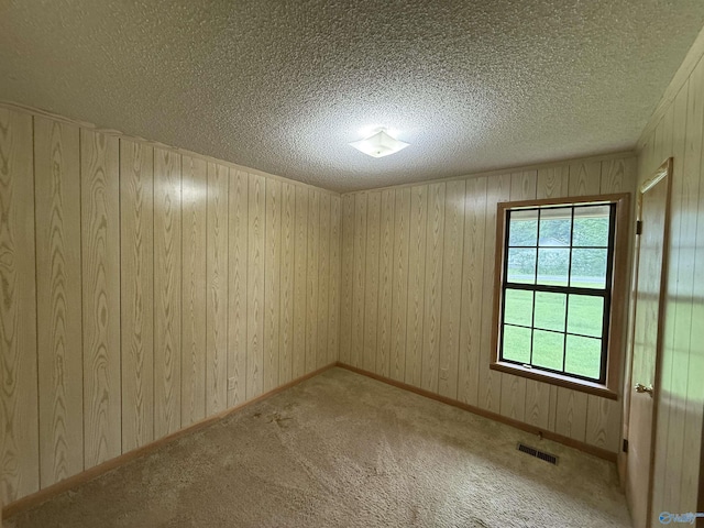 4435 Pilgrims Rest Rd, Southside, AL 35907 - carpeted spare room with wooden walls and a textured ceiling