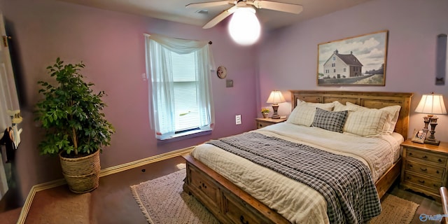 bedroom featuring ceiling fan