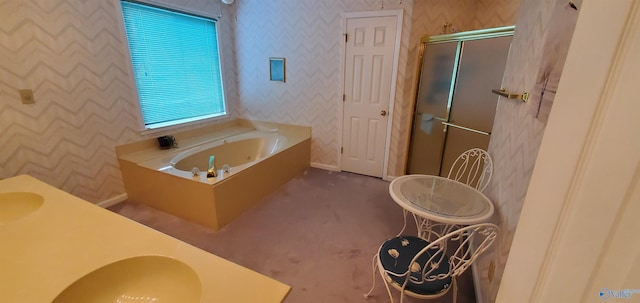 bathroom featuring vanity and a bathtub