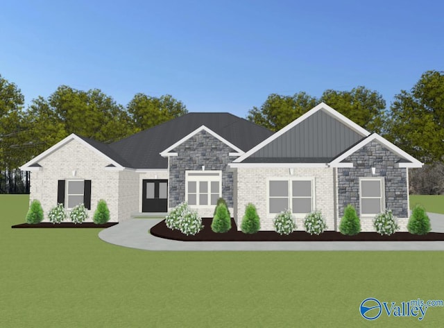 BELLEWOOD-B Mallard Dr, Madison, AL 35756 - view of front facade featuring board and batten siding, a front lawn, and brick siding