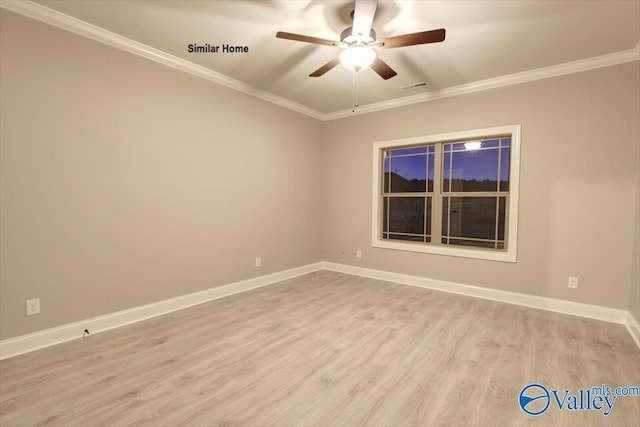 BELLEWOOD-B Mallard Dr, Madison, AL 35756 - empty room with wood finished floors, a ceiling fan, and crown molding