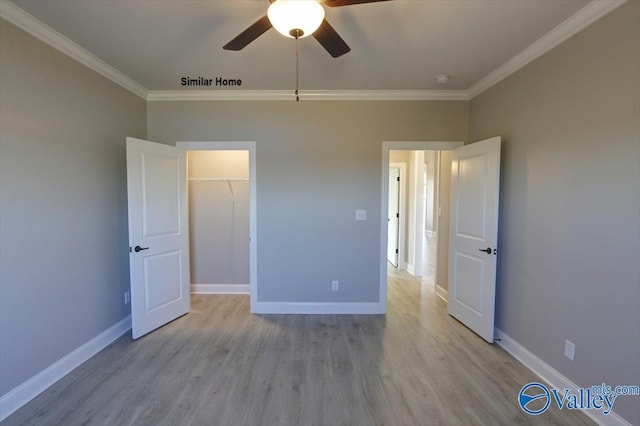 BELLEWOOD-B Mallard Dr, Madison, AL 35756 - unfurnished bedroom featuring crown molding, wood finished floors, and ceiling fan