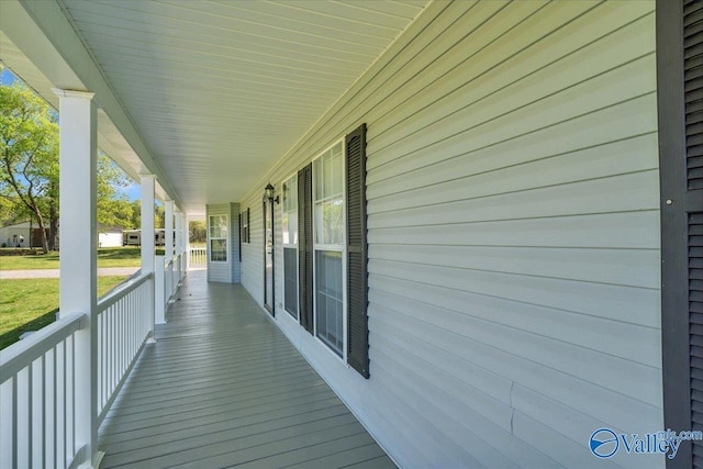 wooden deck with covered porch