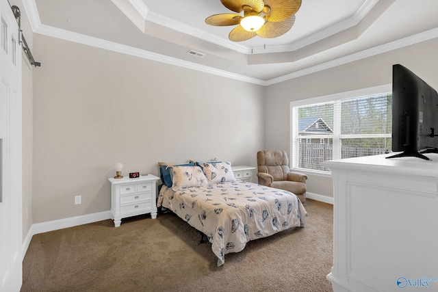 158 Kenton Ln, Madison, AL 35756 - bedroom featuring crown molding, a raised ceiling, and carpet flooring
