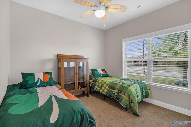 158 Kenton Ln, Madison, AL 35756 - bedroom featuring a ceiling fan, baseboards, carpet, and visible vents