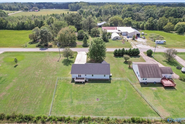 birds eye view of property featuring a rural view