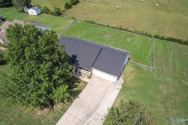 aerial view with a rural view