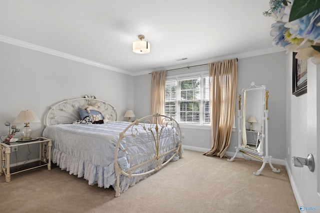 2907 Madrey Ln, Hampton Cove, AL 35763 - carpeted bedroom with baseboards, visible vents, and ornamental molding