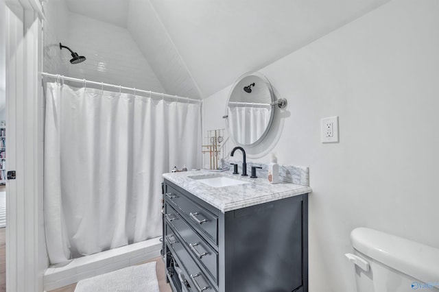 13559 Monte Vedra Rd SE, Huntsville, AL 35803 - full bath featuring vanity, curtained shower, and lofted ceiling