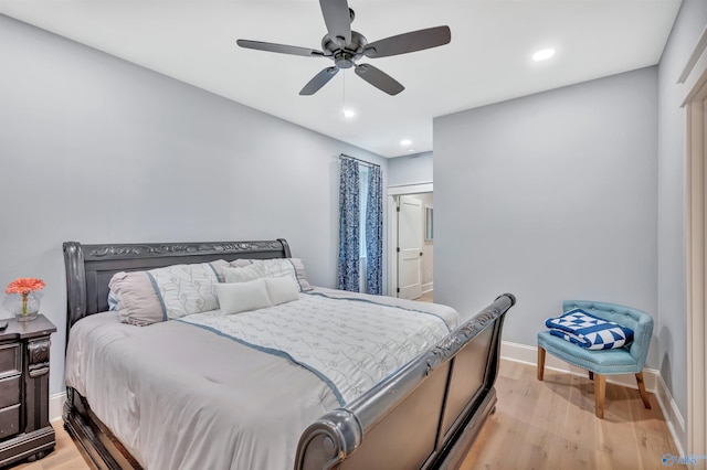13559 Monte Vedra Rd SE, Huntsville, AL 35803 - bedroom featuring light wood-style flooring, recessed lighting, and a ceiling fan