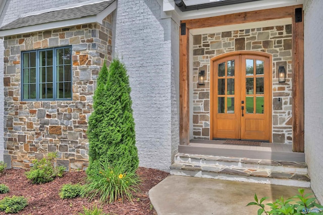 13559 Monte Vedra Rd SE, Huntsville, AL 35803 - property entrance featuring stone siding and french doors
