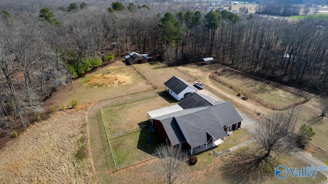 aerial view with a rural view