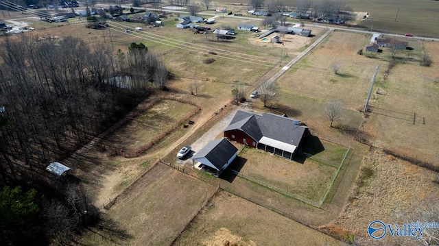 drone / aerial view with a rural view