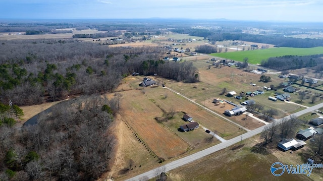 aerial view with a rural view