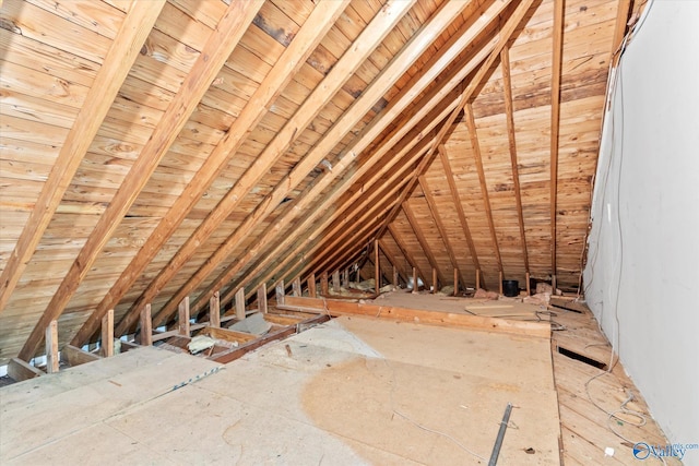 view of unfinished attic