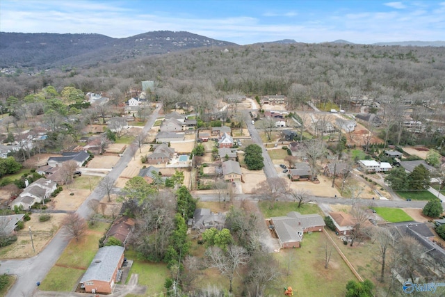 bird's eye view featuring a residential view and a mountain view