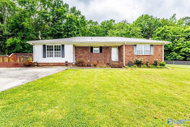 53 Price Mountain Dr, Decatur, AL 35603 - ranch-style house with metal roof, crawl space, and brick siding
