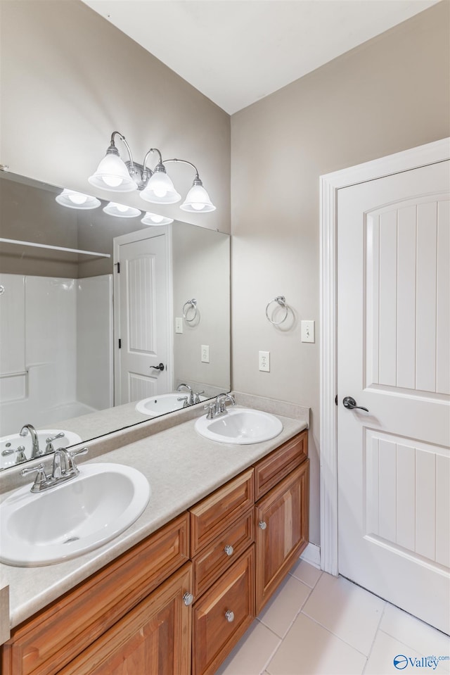 bathroom featuring tile patterned floors and vanity