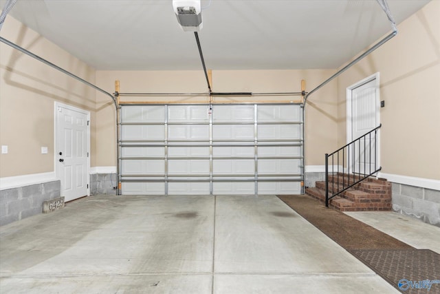 garage with a garage door opener