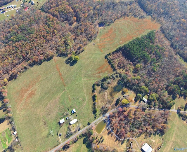 bird's eye view featuring a rural view