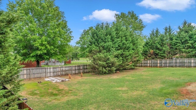 view of yard featuring a fenced backyard
