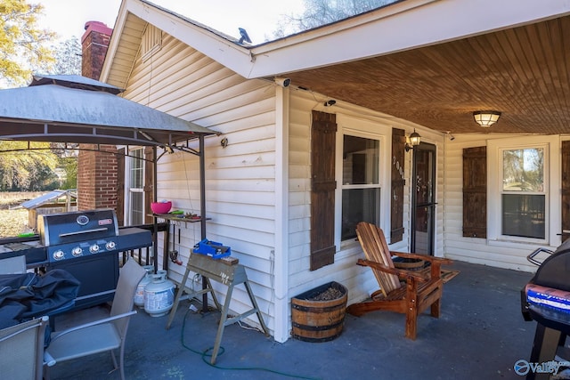 view of patio featuring a gazebo