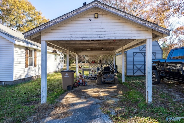 view of parking with a carport