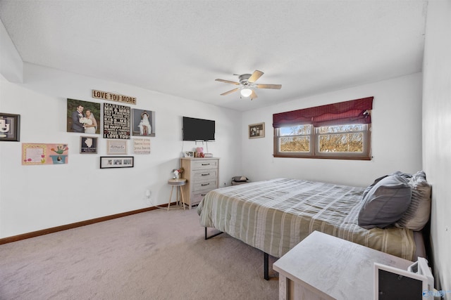 bedroom featuring carpet floors and ceiling fan