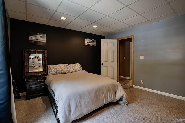 208 Burgess Ave, Rainsville, AL 35986 - carpeted bedroom featuring a paneled ceiling, baseboards, and recessed lighting