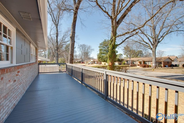 deck with a residential view