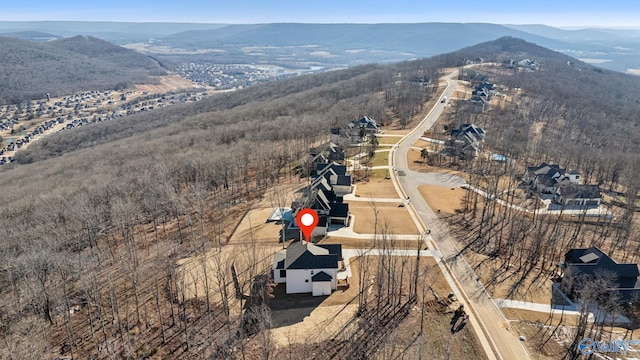 aerial view with a mountain view