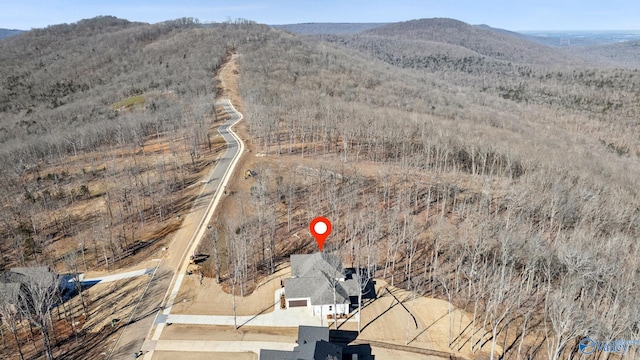 birds eye view of property with a mountain view