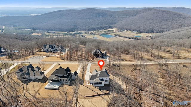 aerial view with a mountain view