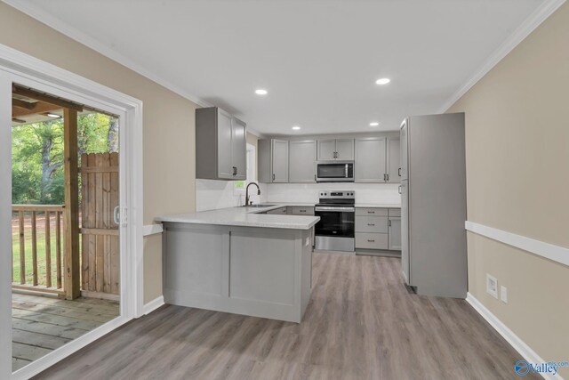 unfurnished bedroom featuring crown molding and dark hardwood / wood-style flooring