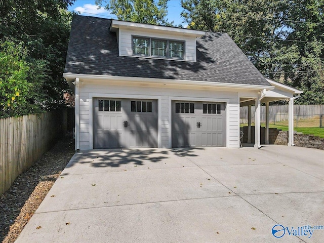 view of garage