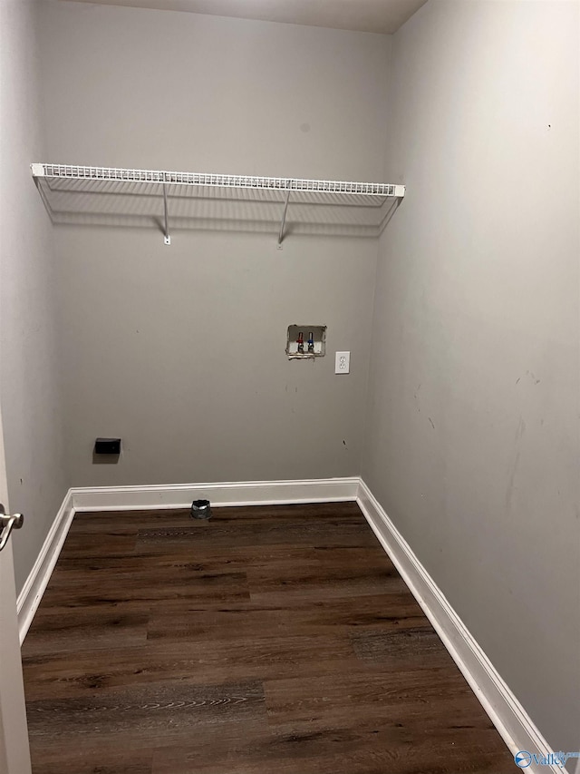 laundry area with dark hardwood / wood-style flooring and washer hookup