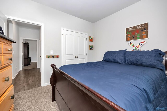 bedroom featuring a closet and light hardwood / wood-style floors