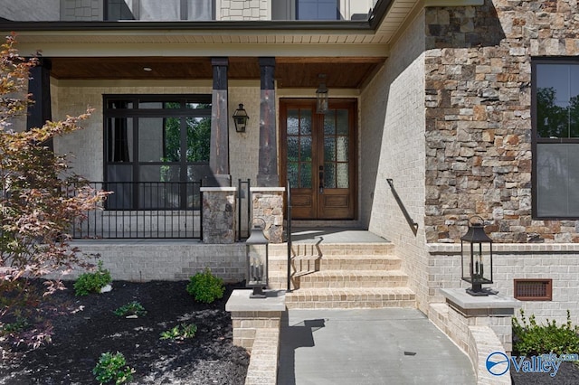 doorway to property with french doors