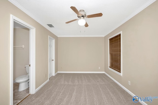 interior space featuring crown molding and ceiling fan