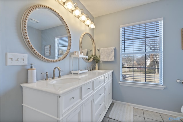 bathroom featuring vanity and tile patterned flooring