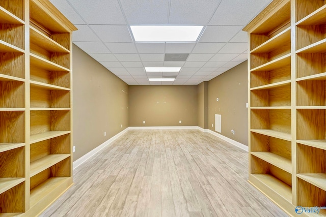 interior space featuring hardwood / wood-style floors and a paneled ceiling