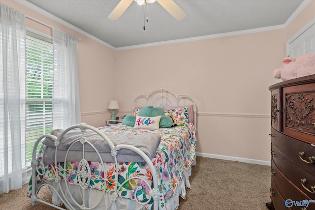 100 Cumberland Cir, Scottsboro, AL 35769 - carpeted bedroom with crown molding, baseboards, and ceiling fan