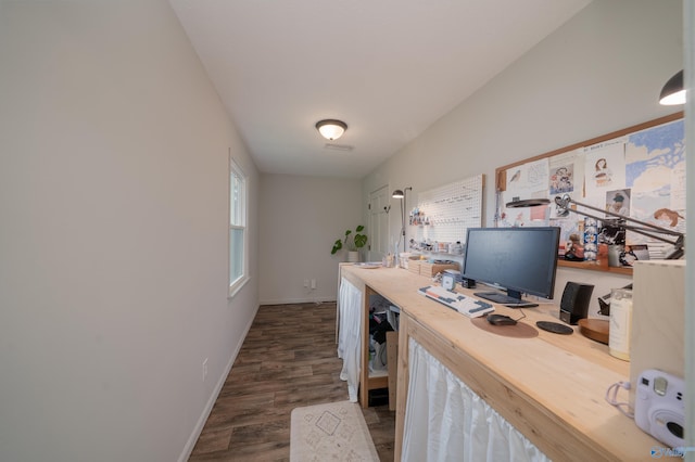 609 Mountain Gap Dr, Huntsville, AL 35083 - home office with baseboards and dark wood-style floors