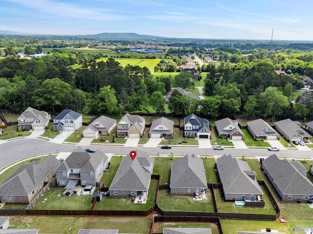 aerial view with a residential view