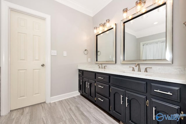412 Clydebank Dr, Madison, AL 35758 - bathroom featuring ornamental molding, double vanity, and baseboards