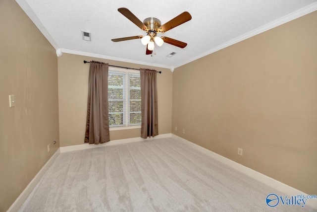 412 Clydebank Dr, Madison, AL 35758 - spare room featuring crown molding, ceiling fan, baseboards, and light carpet